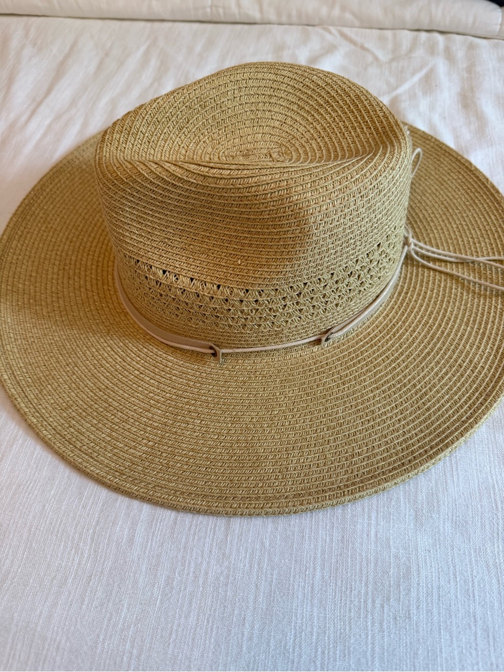 Carly Jean Los Angeles Wide-Brim Woven Straw Hat in Tan